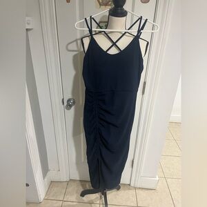 Women’s Navy Blue Ruched Ribbed Dress Size Small